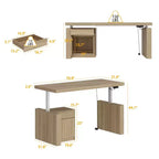 Height-Adjustable Computer Desk Office Desk Built-In Storage Cabinet & Drawer