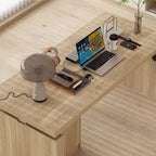 Height-Adjustable Computer Desk Office Desk Built-In Storage Cabinet & Drawer