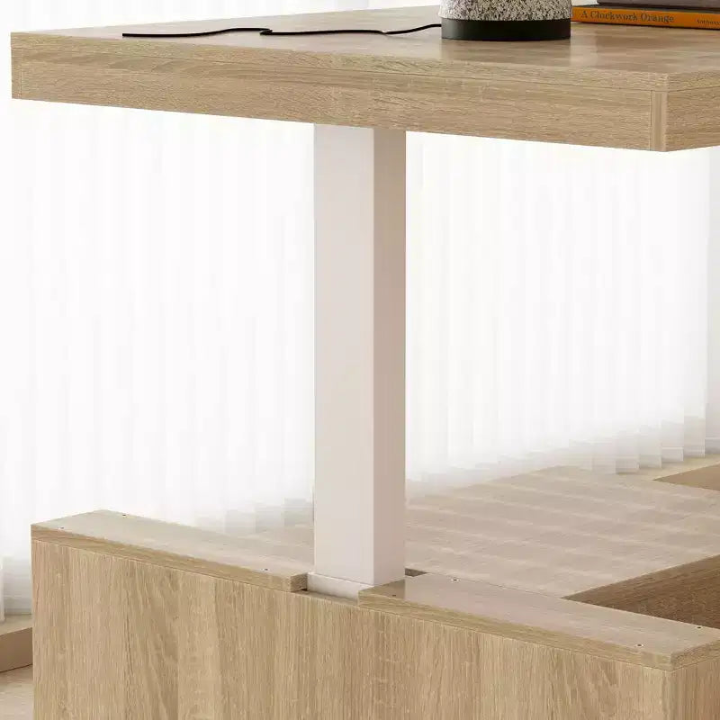 Height-Adjustable Computer Desk Office Desk Built-In Storage Cabinet & Drawer