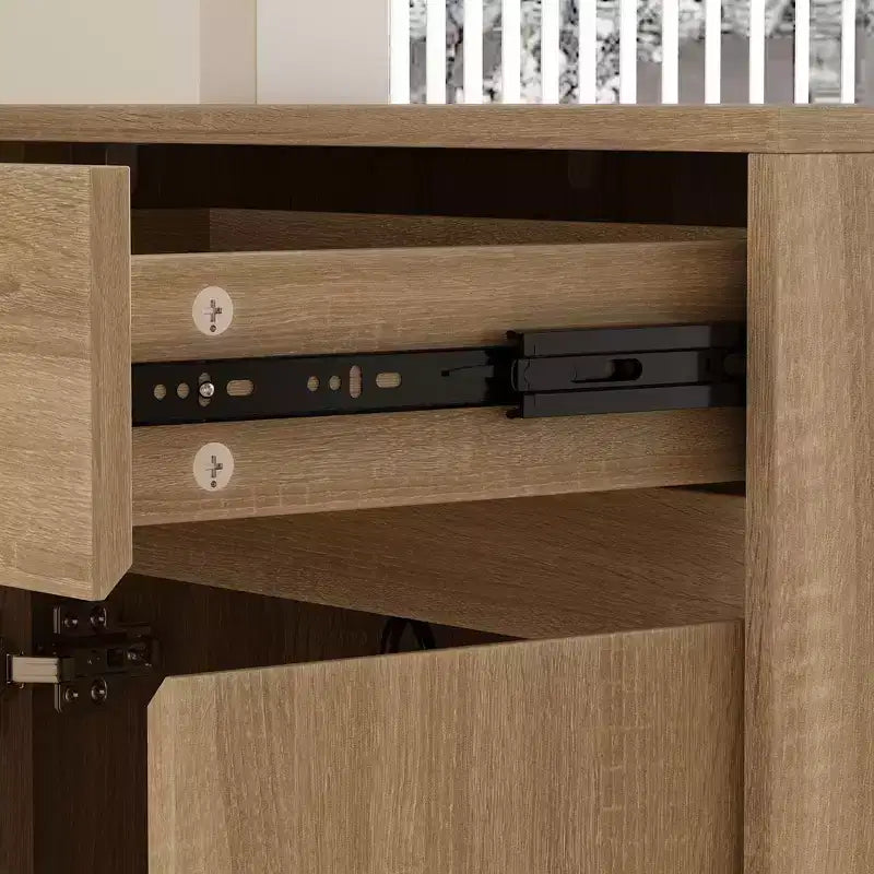 Height-Adjustable Computer Desk Office Desk Built-In Storage Cabinet & Drawer