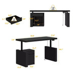 Height-Adjustable Computer Desk Office Desk Built-In Storage Cabinet & Drawer