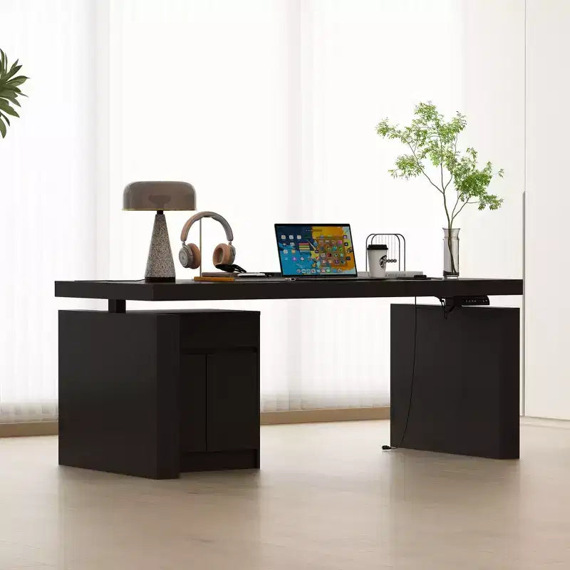 Height-Adjustable Computer Desk Office Desk Built-In Storage Cabinet & Drawer