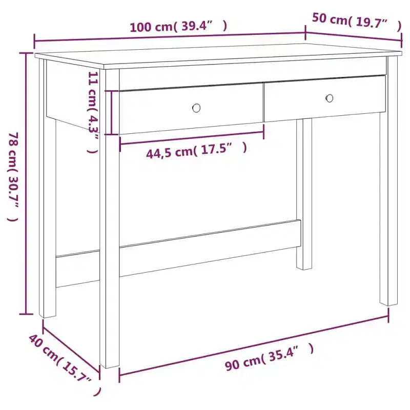 Desk Natural Wood Solid pine wood Medium Desk Rectangular