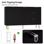 7-Schubladen-Kommode für Schlafzimmer, moderner Holz-Aufbewahrungsorganizer mit goldenen Metallgriffen & Kippschutz für Flur, Eingangsbereich