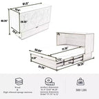 Modern Wooden Murphy Bed Chest with Folding Foam Mattress, Charging Station and Storage Drawers