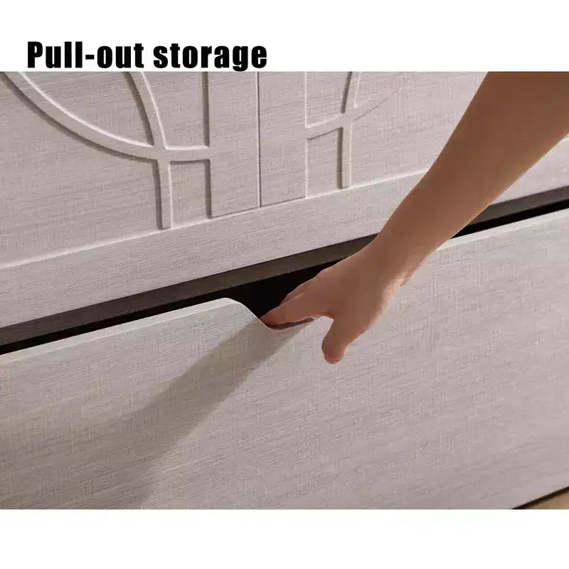 Modern Wooden Murphy Bed Chest with Folding Foam Mattress, Charging Station and Storage Drawers
