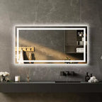 No Frame Led Bathroom Mirror with Front and Backlit, Stepless Dimmabl, Anti-Fog, Shatter-Proof for Wall (Horizontal/Vertical)