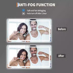 No Frame Led Bathroom Mirror with Front and Backlit, Stepless Dimmabl, Anti-Fog, Shatter-Proof for Wall (Horizontal/Vertical)