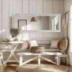 Rustic Full Length Mirror, 64x21 Weathering White. Wood frame, versatile for free standing, leaning, or wall hanging