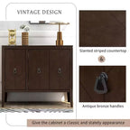 Vintage Akzent Aufbewahrungsschrank mit verstellbarem Regal, Sideboard-Konsole aus Massivholz, Sofatisch Grau
