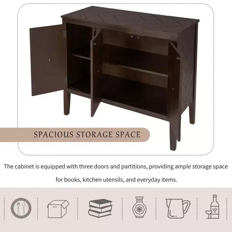 Vintage Akzent Aufbewahrungsschrank mit verstellbarem Regal, Sideboard-Konsole aus Massivholz, Sofatisch Grau