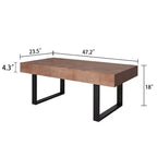 Rustic Coffee Table with Metal Legs,47.2 Handcrafted Center Table for Living Room,Wooden Top Accent Table for Home Decor,Brown/Black