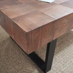 Rustic Coffee Table with Metal Legs,47.2 Handcrafted Center Table for Living Room,Wooden Top Accent Table for Home Decor,Brown/Black