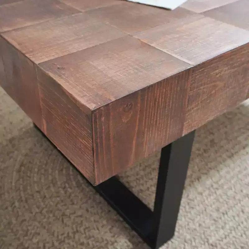 Rustic Coffee Table with Metal Legs,47.2 Handcrafted Center Table for Living Room,Wooden Top Accent Table for Home Decor,Brown/Black