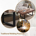 Rustic Coffee Table with Metal Legs,47.2 Handcrafted Center Table for Living Room,Wooden Top Accent Table for Home Decor,Brown/Black