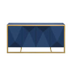 Sideboard Buffet Cabinet, Wood Kitchen Coffee Bar Buffet Cupboard Cabinet, Storage Console Table With 4 Doors And Unique Metal Legs