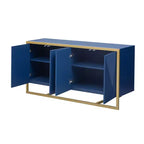Sideboard Buffet Cabinet, Wood Kitchen Coffee Bar Buffet Cupboard Cabinet, Storage Console Table With 4 Doors And Unique Metal Legs