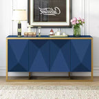 Sideboard Buffet Cabinet, Wood Kitchen Coffee Bar Buffet Cupboard Cabinet, Storage Console Table With 4 Doors And Unique Metal Legs