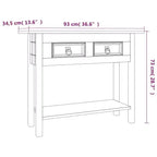 Console Table Brown Solid Waxed Pinewood 36.6 x 13.6 x 28.7 in