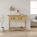 Console Table Brown Solid Waxed Pinewood 36.6 x 13.6 x 28.7 in