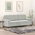 3-Seater Sofa with Throw Pillows Light Gray 70.9 Velvet