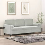 3-Seater Sofa with Throw Pillows Light Gray 70.9 Velvet