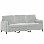 3-Seater Sofa with Throw Pillows Light Gray 70.9 Velvet