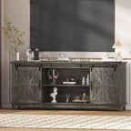 70-Inch Farmhouse TV Stand with Cross Barn Doors, Entertainment Center for Living Room