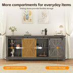 70-Inch Farmhouse TV Stand with Cross Barn Doors, Entertainment Center for Living Room