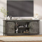 70-Inch Farmhouse TV Stand with Cross Barn Doors, Entertainment Center for Living Room