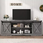 70-Inch Farmhouse TV Stand with Cross Barn Doors, Entertainment Center for Living Room