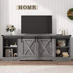 70-Inch Farmhouse TV Stand with Cross Barn Doors, Entertainment Center for Living Room