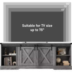 70-Inch Farmhouse TV Stand with Cross Barn Doors, Entertainment Center for Living Room