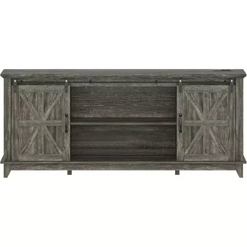 70-Inch Farmhouse TV Stand with Cross Barn Doors, Entertainment Center for Living Room