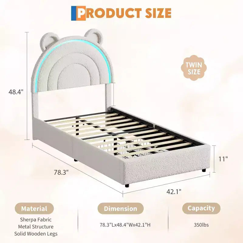 Upholstered Platform Bed w/ Storage Drawers & Decorative Headboard, Sturdy Wood Slat Support, No Box Spring Needed, Easy Assembly