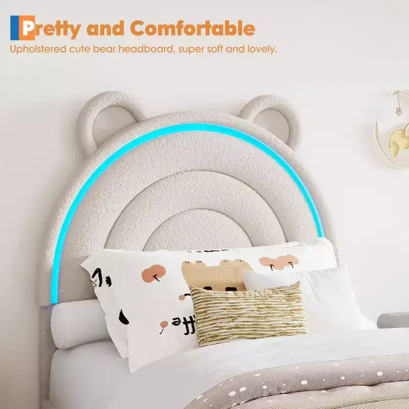 Letto a piattaforma imbottito con cassetti portaoggetti e testiera decorativa, supporto robusto a doghe in legno, non necessita di rete a molle, facile da montare