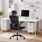 Premium Ergonomic High-Grey Mesh Office Chair - Adjustable Headrest & Reclining Backrest, 360 Swivel - Silent Casters, Skin-Friendly & Durable