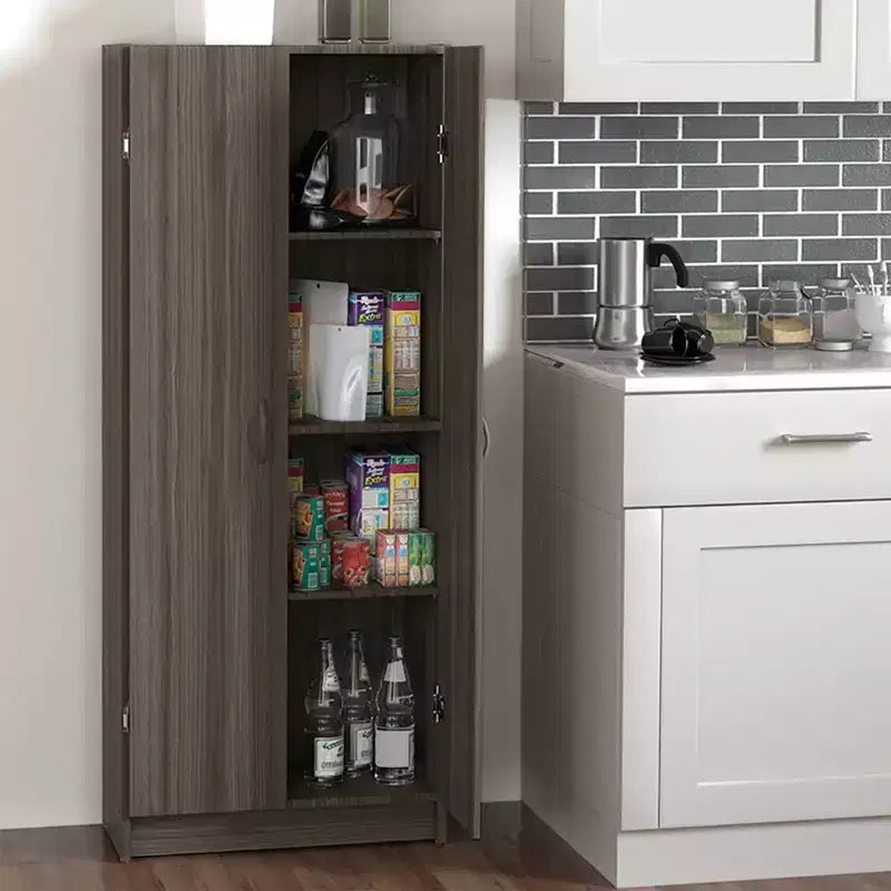 Armadio dispensa con ripiani regolabili per cucina, grigio