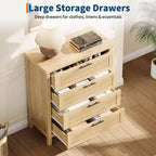 Cassettiera scanalata per camera da letto, cassettiera alta 35,4'' con 4 cassetti portaoggetti, moderno armadio organizzatore di abiti in legno per soggiorno, camera da letto, ingresso