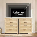 Cassettiera scanalata per camera da letto, cassettiera alta 35,4'' con 4 cassetti portaoggetti, moderno armadio organizzatore di abiti in legno per soggiorno, camera da letto, ingresso