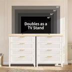 Cassettiera scanalata per camera da letto, cassettiera alta 35,4'' con 4 cassetti portaoggetti, moderno armadio organizzatore di abiti in legno per soggiorno, camera da letto, ingresso