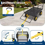 1400 Lbs Steel Garden Cart Heavy Duty 2-in-1 Yard Wagon with Removable Mesh Sides 13 All Terrain Tires & 180 Handle