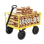 1400 Lbs Steel Garden Cart Heavy Duty 2-in-1 Yard Wagon with Removable Mesh Sides 13 All Terrain Tires & 180 Handle