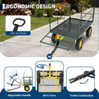 1400 Lbs Steel Garden Cart Heavy Duty 2-in-1 Yard Wagon with Removable Mesh Sides 13 All Terrain Tires & 180 Handle