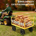 1400 Lbs Steel Garden Cart Heavy Duty 2-in-1 Yard Wagon with Removable Mesh Sides 13 All Terrain Tires & 180 Handle