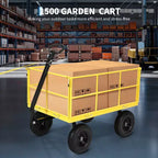 1400 Lbs Steel Garden Cart Heavy Duty 2-in-1 Yard Wagon with Removable Mesh Sides 13 All Terrain Tires & 180 Handle
