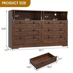 Holzkommode, 55 breit, 6 Schubladen, perfekt zur Organisation von Schlafzimmer, Wohnzimmer, Kleiderschrank und Flur