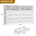 Holzkommode, 55 breit, 6 Schubladen, perfekt zur Organisation von Schlafzimmer, Wohnzimmer, Kleiderschrank und Flur
