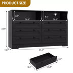 Holzkommode, 55 breit, 6 Schubladen, perfekt zur Organisation von Schlafzimmer, Wohnzimmer, Kleiderschrank und Flur