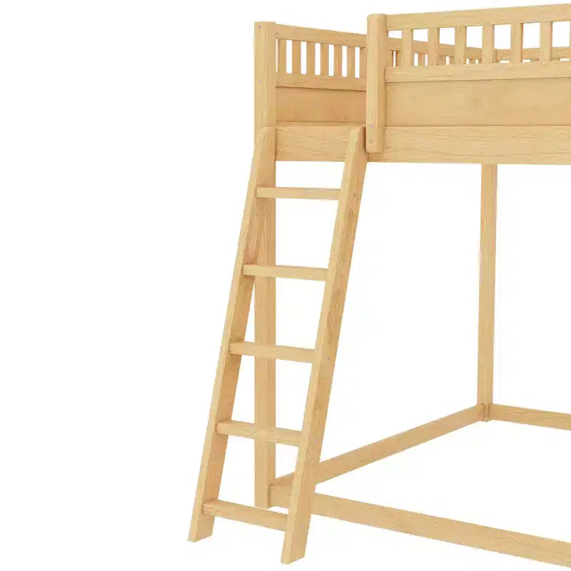 Loft Bed with Upholstered Headboard and Storage Shelves,Solid Wood Loft Bed Frame with Ladder and Slide for Kids